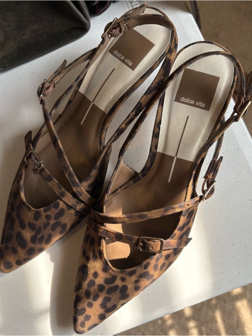 Dolce Vita Leopard-Print Pointed Toe Slingback Heels - Brown/Black NWOB